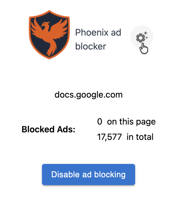 Screenshot of popup menu link to Options page